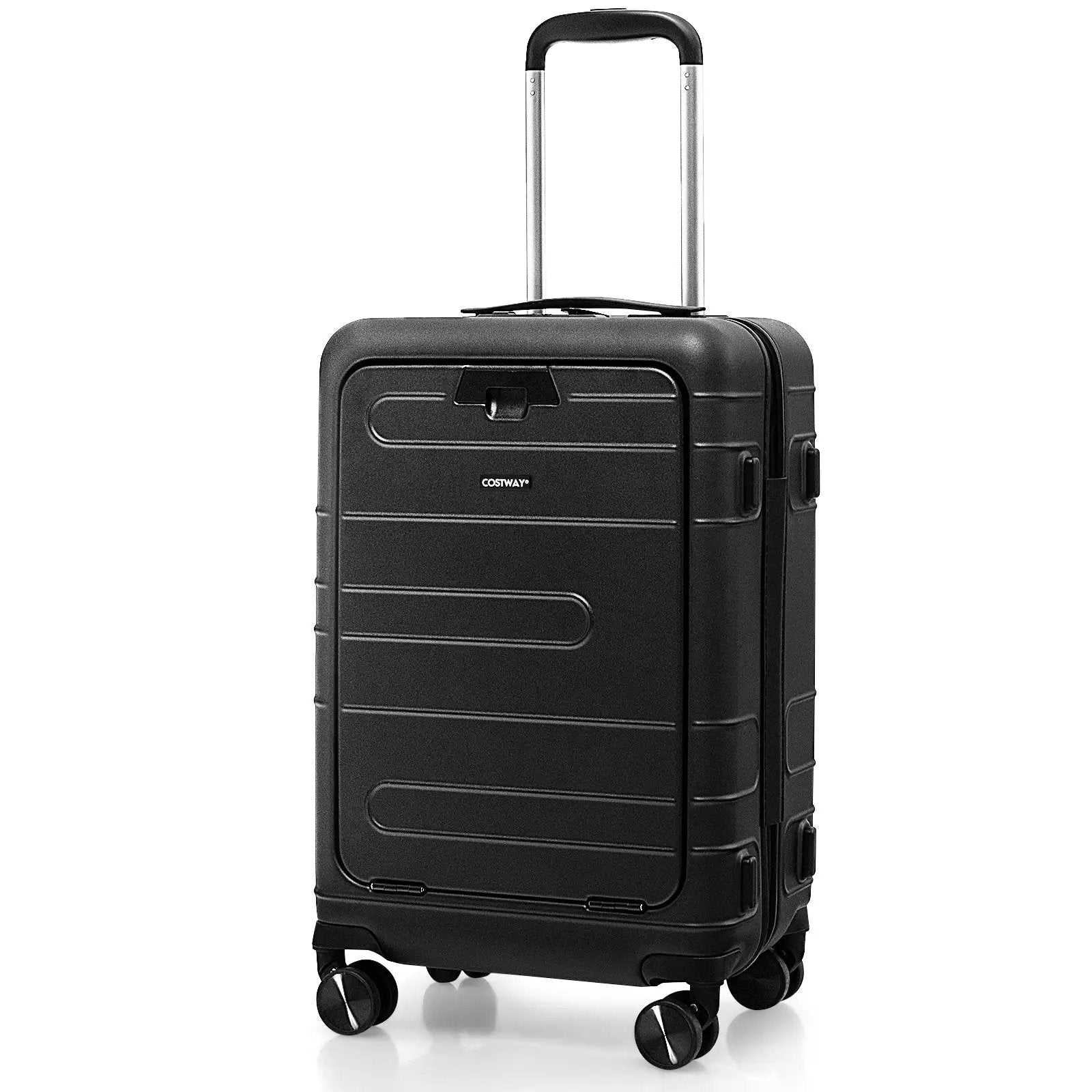 20 Inch Carry-on Luggage PC Hardside Suitcase TSA Lock with Front Pocket and USB Port by DirectDeals