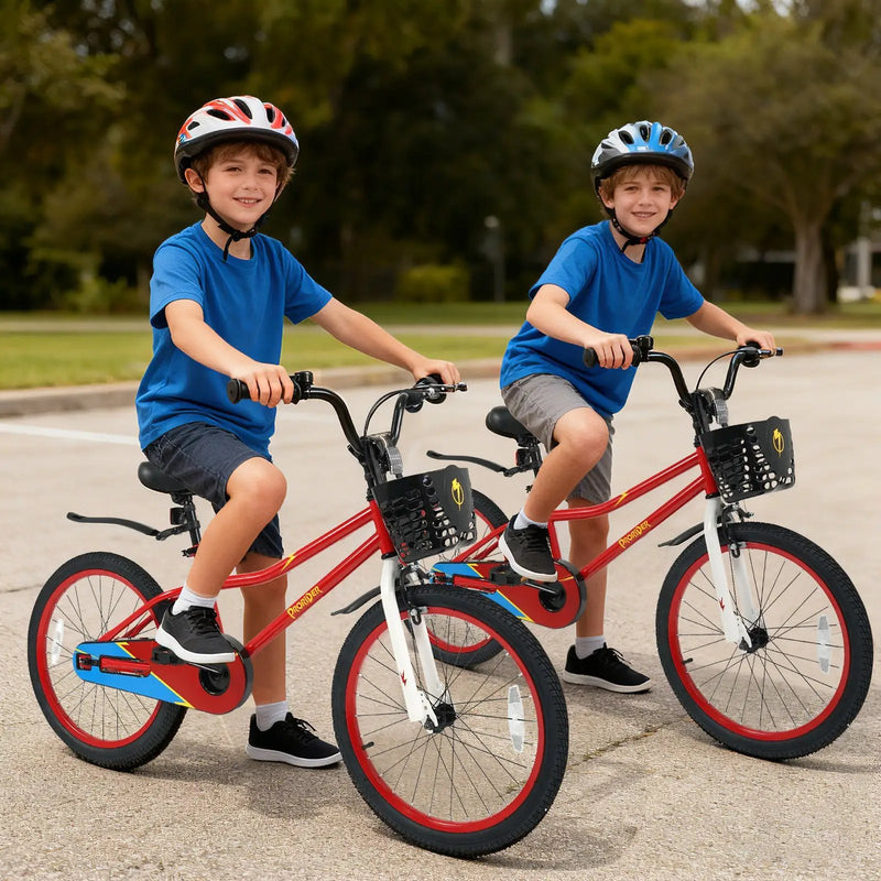 20 Inch Kids Bike Adjustable with Kickstand and Storage Basket for Aged 8+ Years by DirectDeals