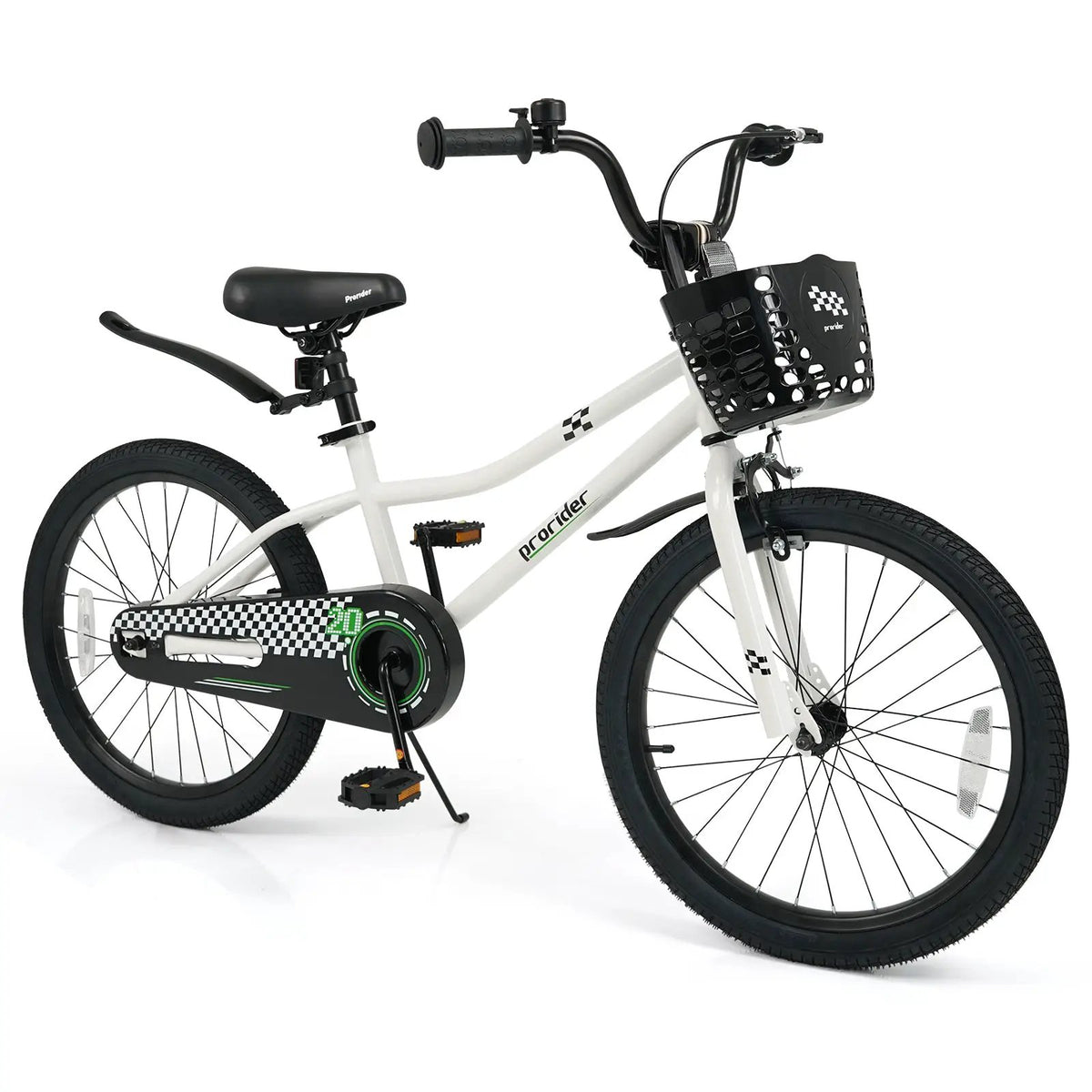 20 Inch Kids Bike Adjustable with Kickstand and Storage Basket for Aged 8+ Years by DirectDeals