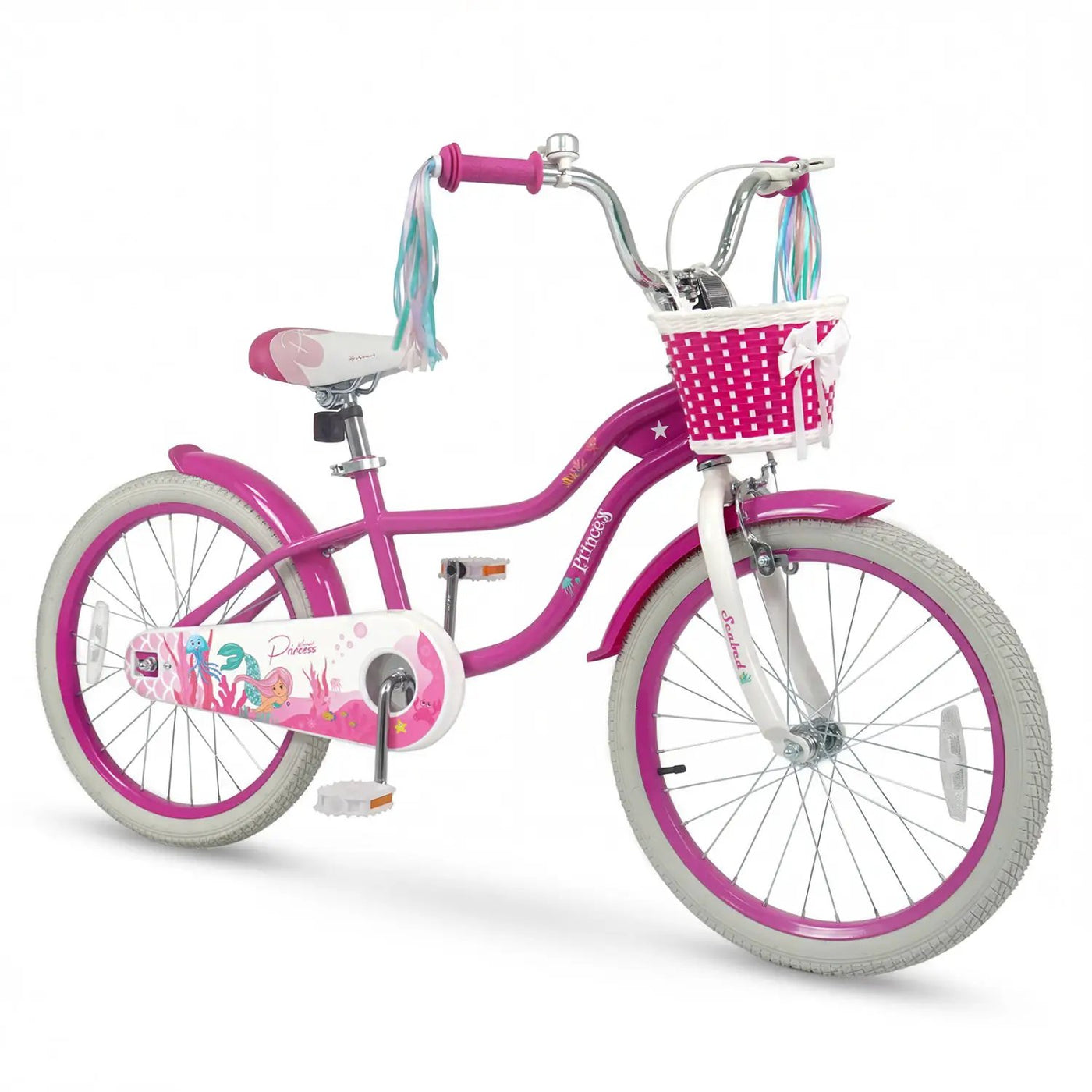 Kids Bike 18-Inch with Training Wheels and Basket Rose Red by DirectDeals
