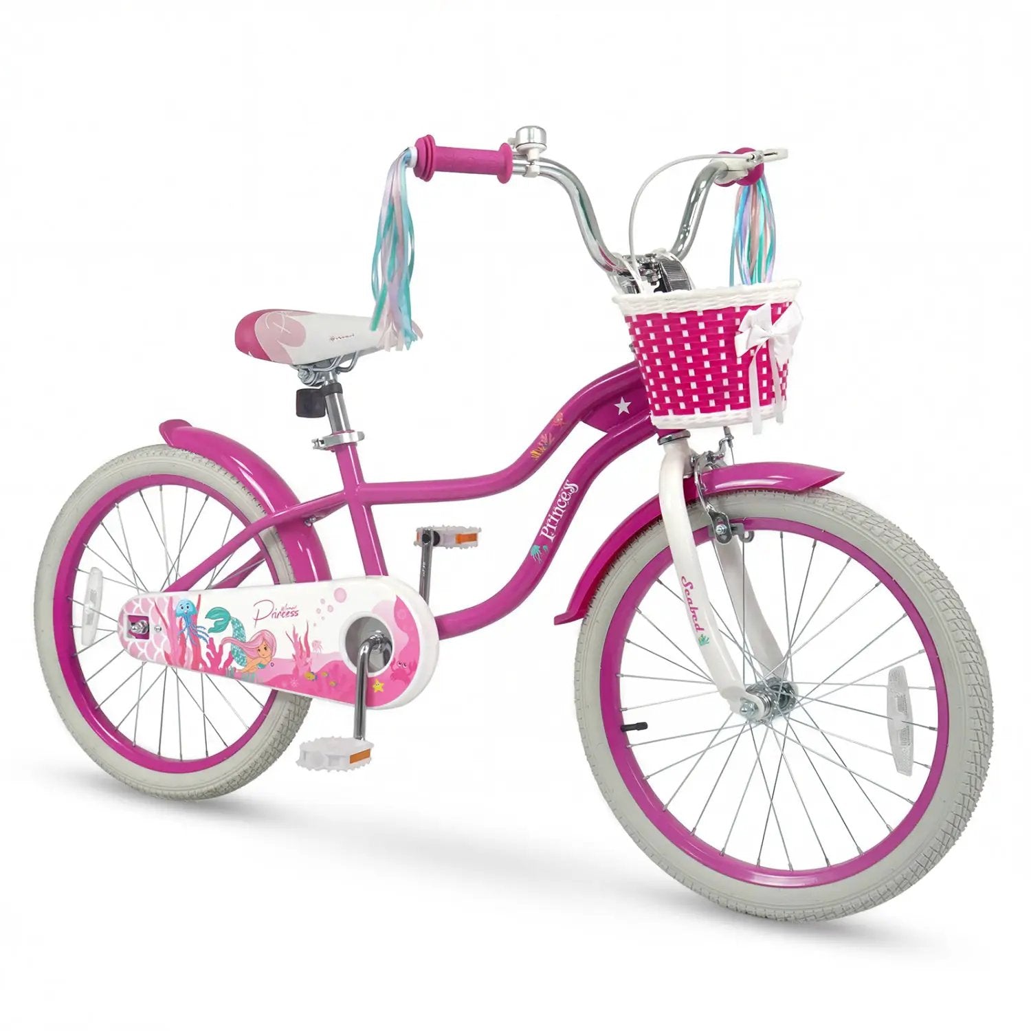 Kids Bike 18-Inch with Training Wheels and Basket Rose Red by DirectDeals
