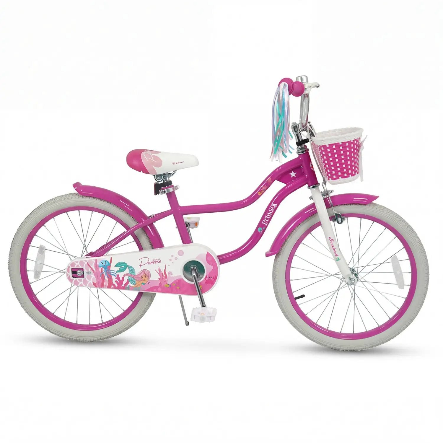 Kids Bike 18-Inch with Training Wheels and Basket Rose Red by DirectDeals