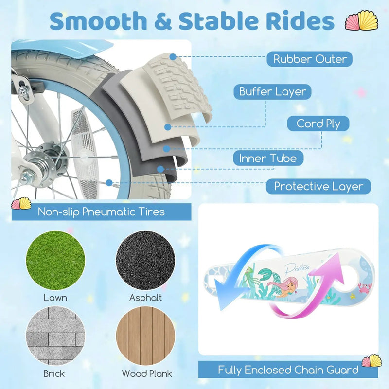 Kids Bike 12-20 Inch with Training Wheels & Basket by DirectDeals