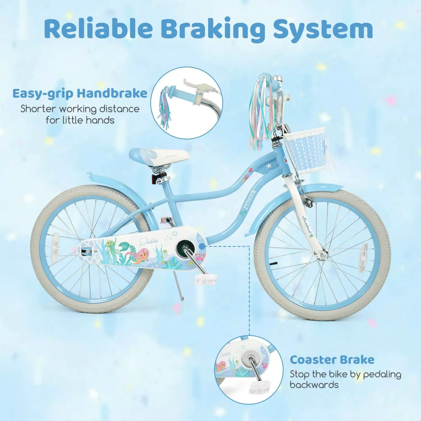 Kids Bike 12-20 Inch with Training Wheels & Basket by DirectDeals