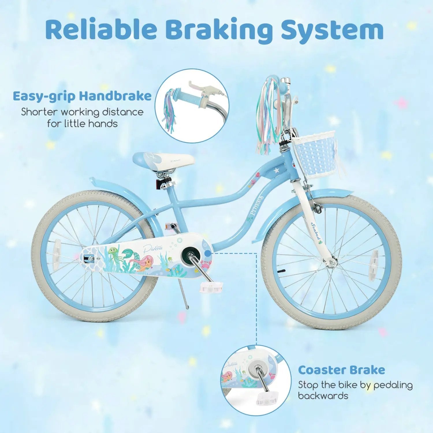 Kids Bike 12-20 Inch with Training Wheels & Basket by DirectDeals