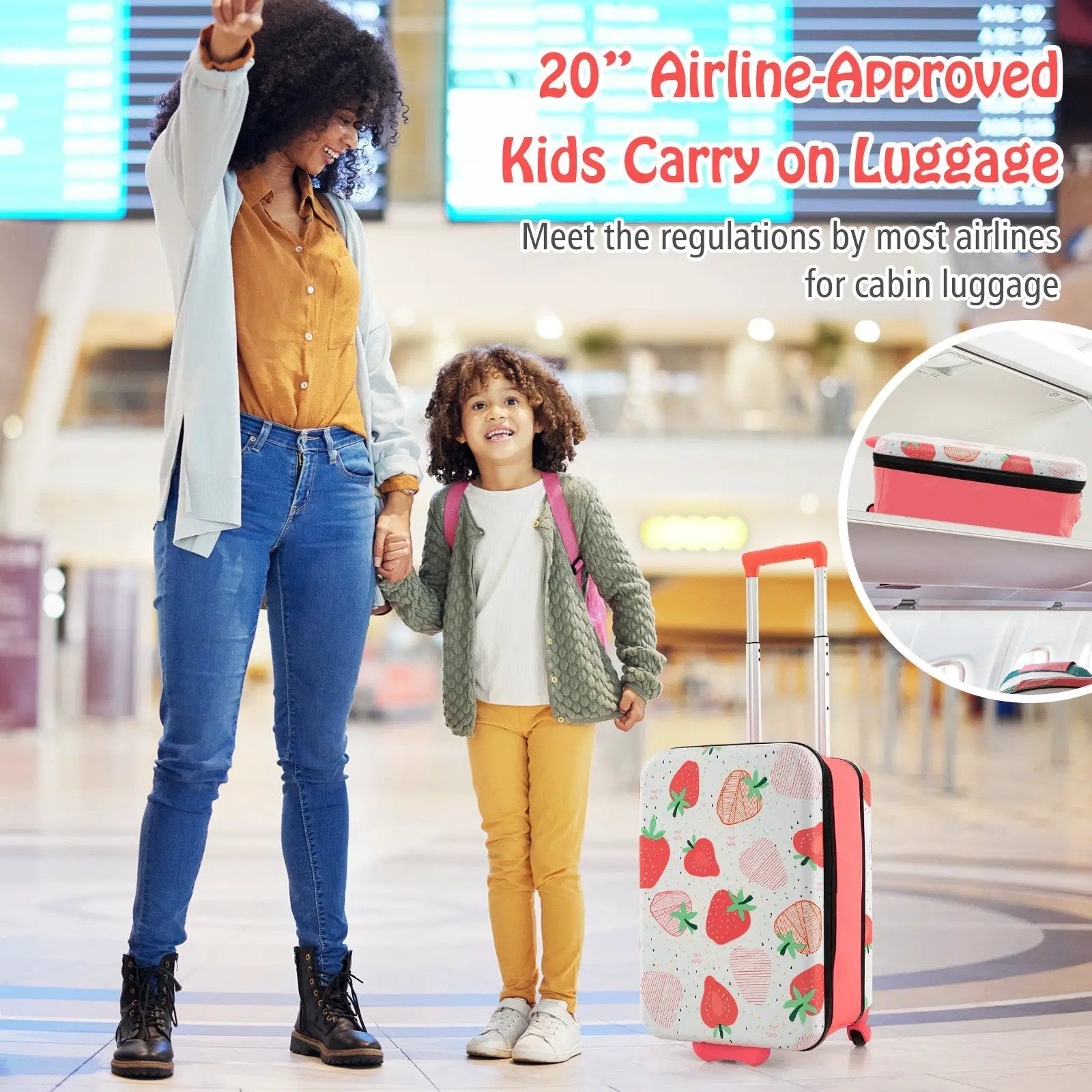 20 Inch Kids Rolling Luggage Foldable Hardshell Carry-on Suitcase on Wheels by DirectDeals