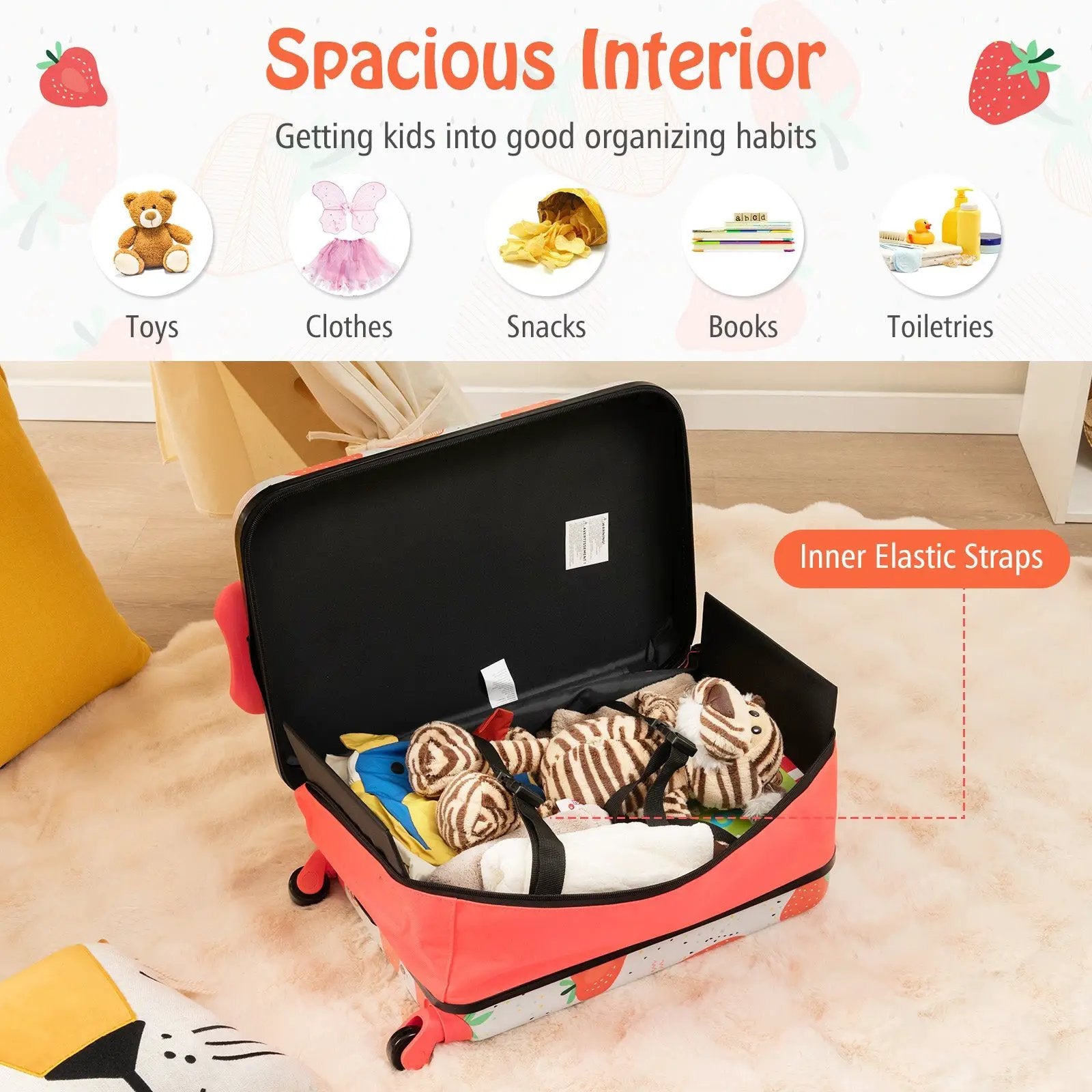 20 Inch Kids Rolling Luggage Foldable Hardshell Carry-on Suitcase on Wheels by DirectDeals