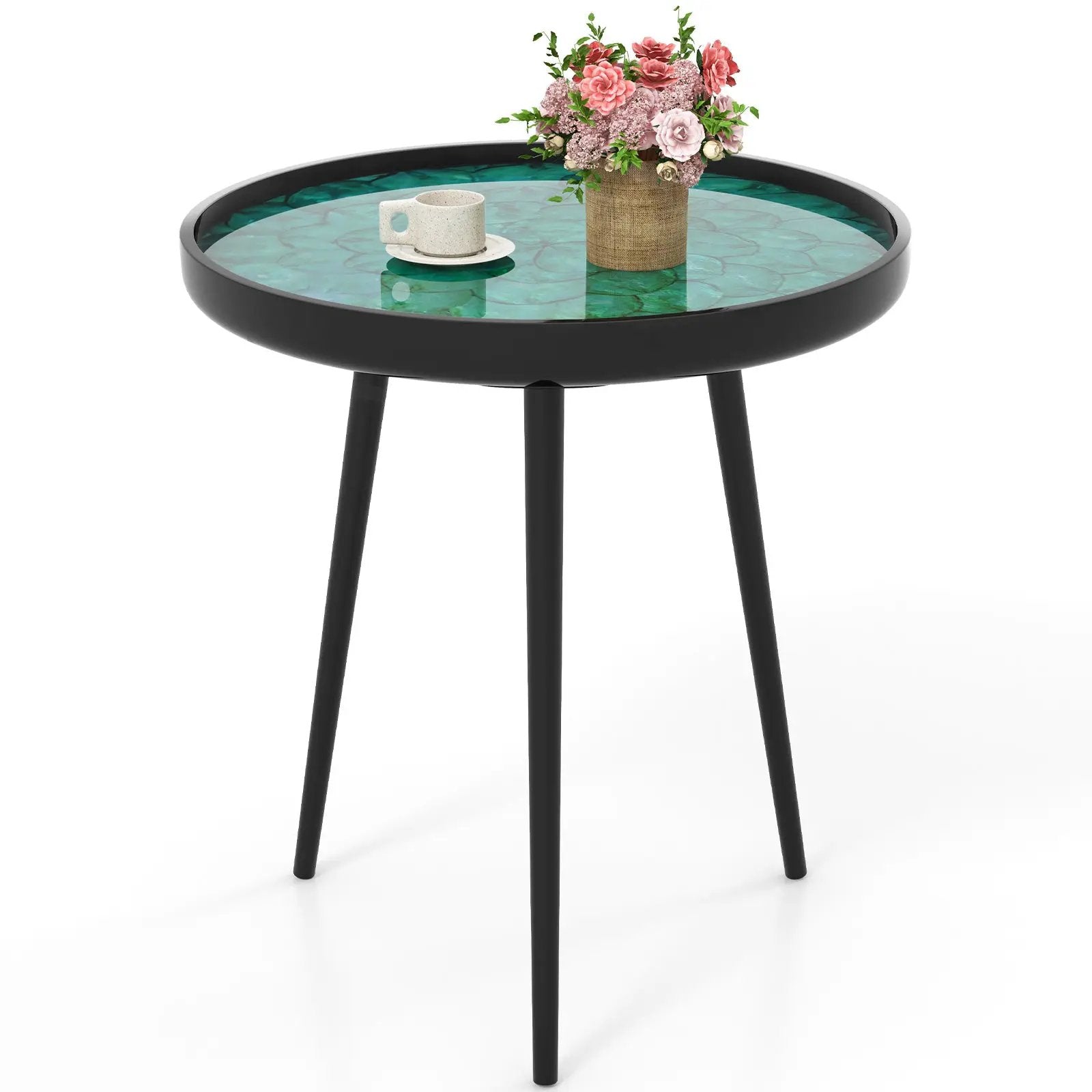 Sea Shell End Table with Tray Top - Mid-Century Modern by DirectDeals