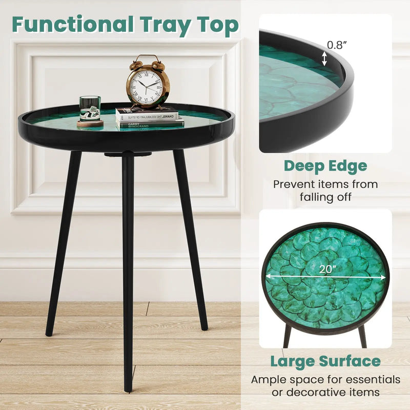Sea Shell End Table with Tray Top - Mid-Century Modern by DirectDeals
