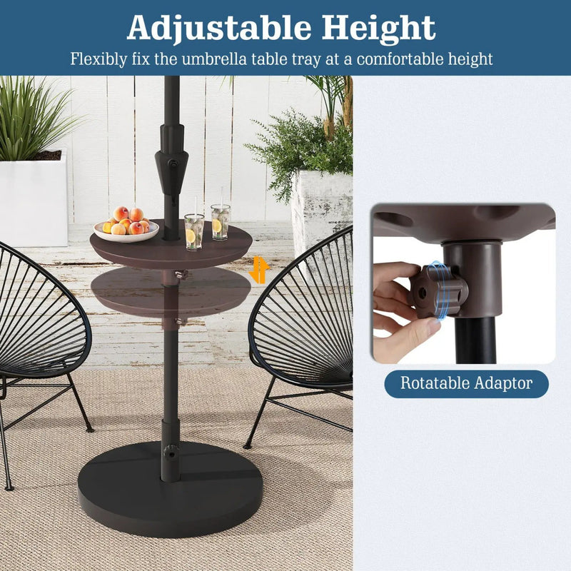 20 Inch Outdoor Adjustable Umbrella Table for 2 Sizes Patio Umbrella Pole by DirectDeals