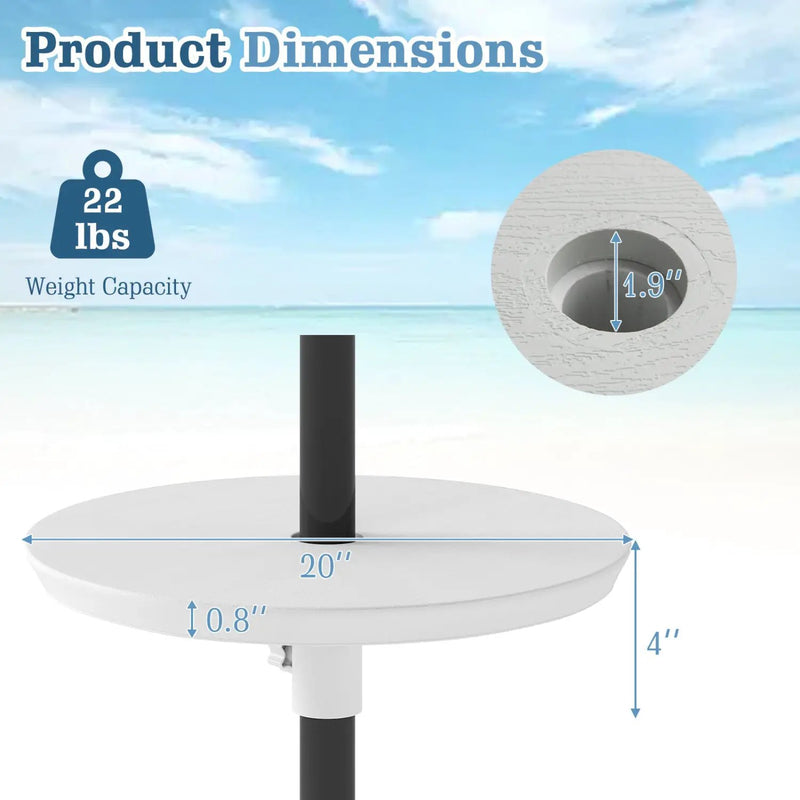 20 Inch Outdoor Adjustable Umbrella Table for 2 Sizes Patio Umbrella Pole by DirectDeals