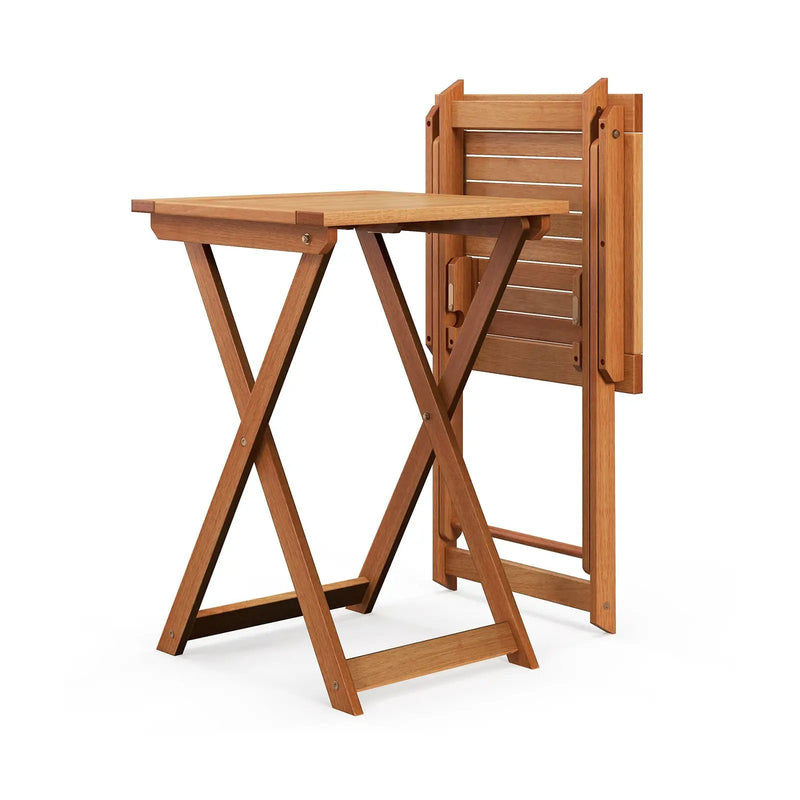 20 Inch Hardwood Patio Folding Table with Slatted Tabletop by DirectDeals