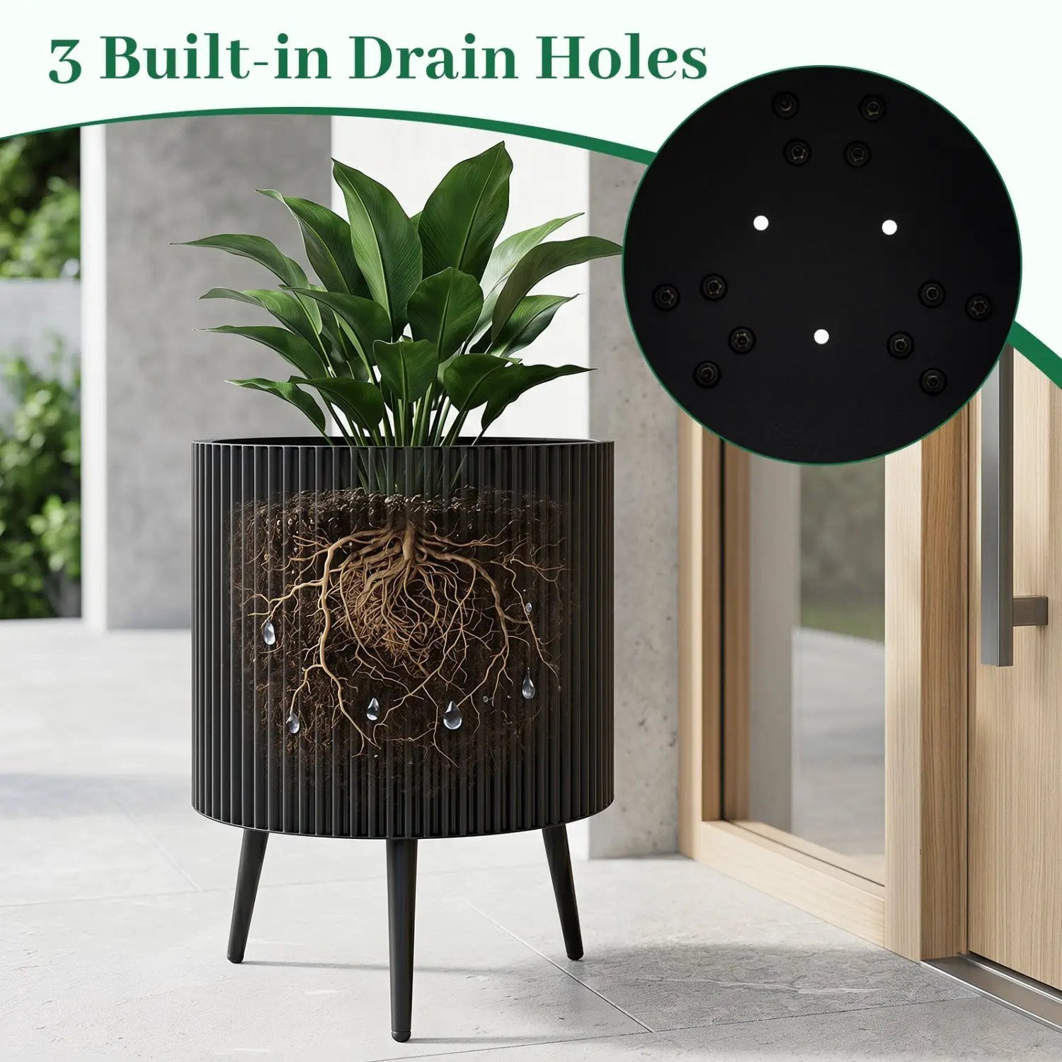 20-Inch Raised Metal Planter with Stand and Drainage Holes by DirectDeals