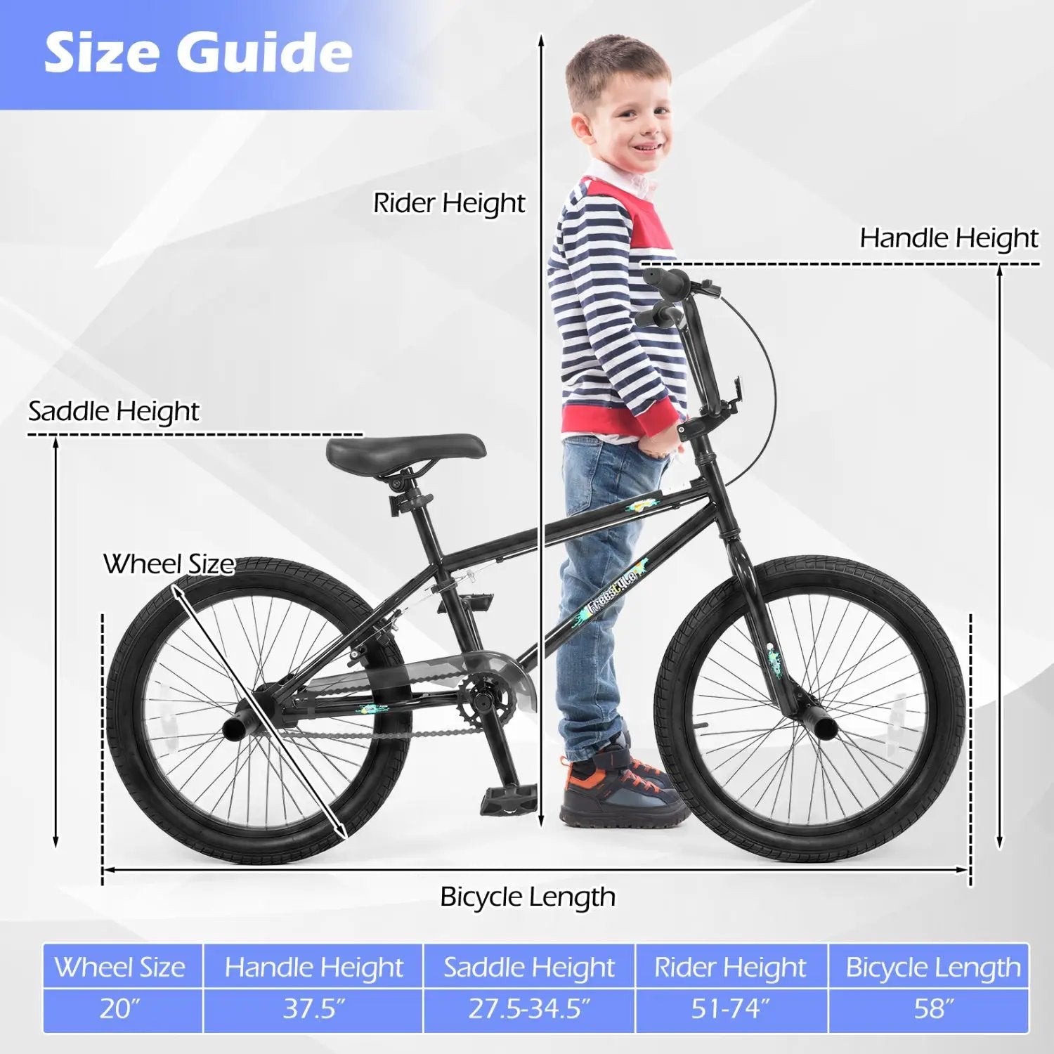 20 Inch BMX Trick Bike with 360° Steering for Kids & Teens by DirectDeals