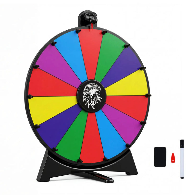 20 Inches 14 Slots Spin Wheel with Blackboard Marker for Prizes by DirectDeals