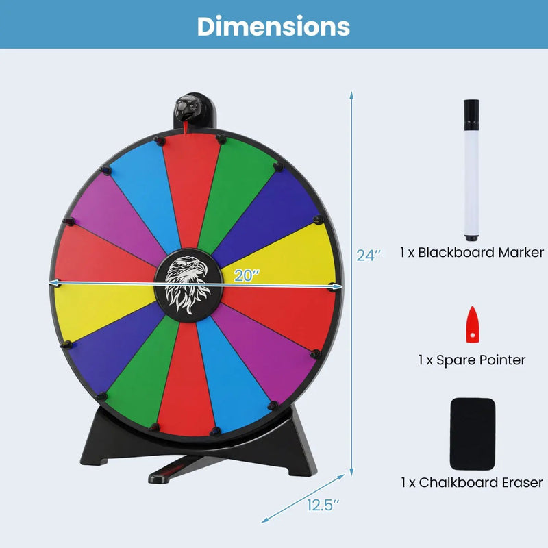 20 Inches 14 Slots Spin Wheel with Blackboard Marker for Prizes by DirectDeals