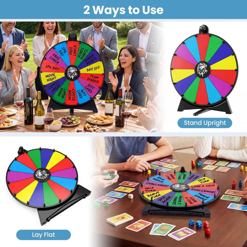 20 Inches 14 Slots Spin Wheel with Blackboard Marker for Prizes by DirectDeals