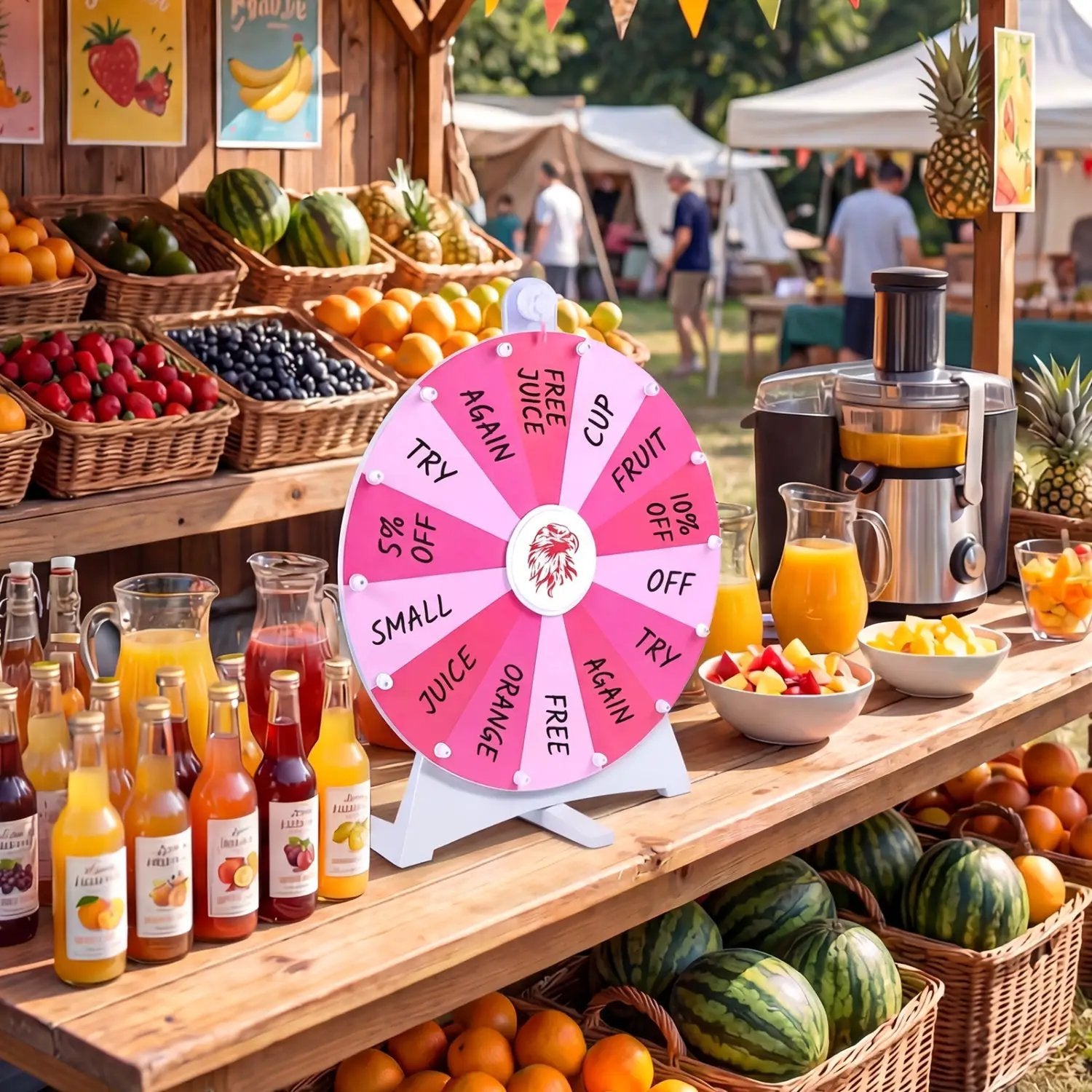 20 Inches 14 Slots Spin Wheel with Blackboard Marker for Prizes by DirectDeals