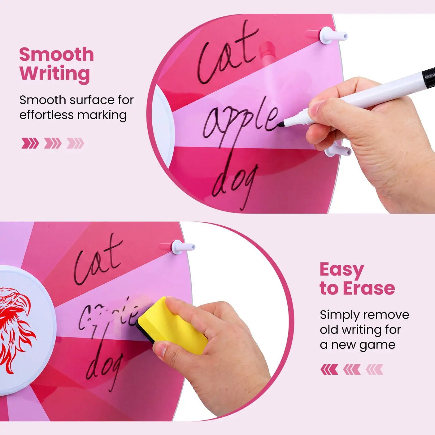 20 Inches 14 Slots Spin Wheel with Blackboard Marker for Prizes by DirectDeals