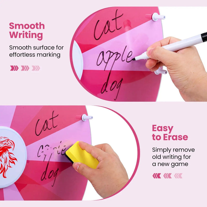 20 Inches 14 Slots Spin Wheel with Blackboard Marker for Prizes by DirectDeals