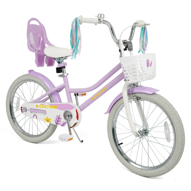 18 Inch Girls Bike Kids Bicycle with Doll Seat and Streamers for Children 4 by DirectDeals