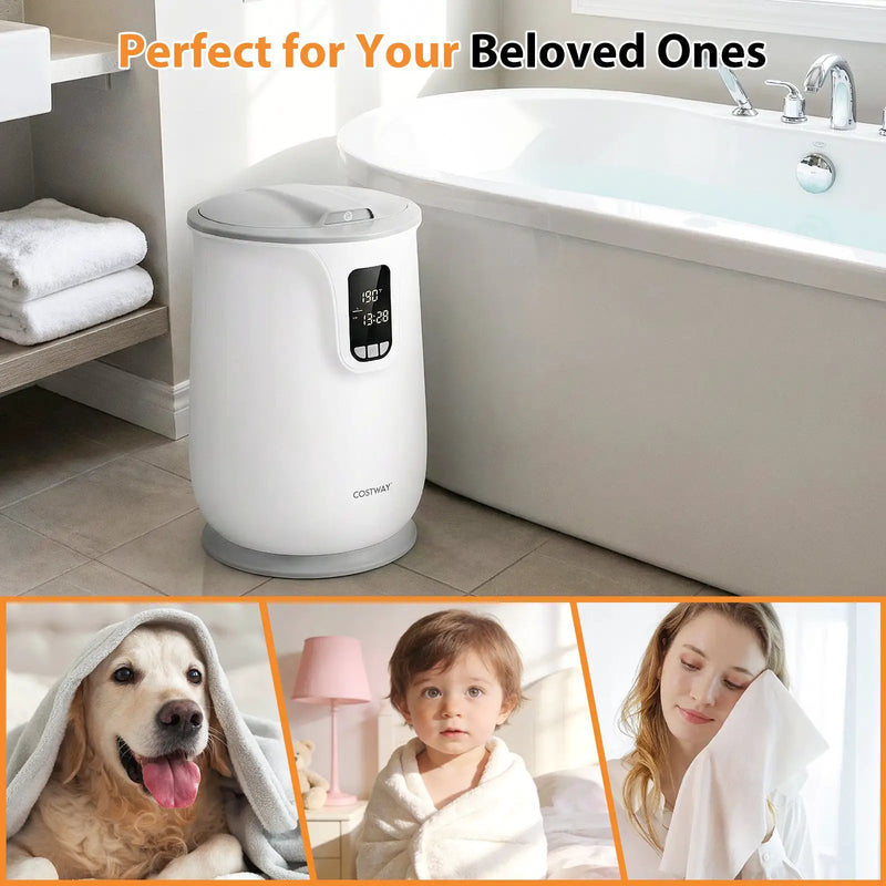 20 L Large Blanket Towel Warmer for Bathroom with 3 Heat Levels-White by DirectDeals