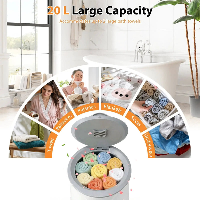 20 L Large Blanket Towel Warmer for Bathroom with 3 Heat Levels-White by DirectDeals