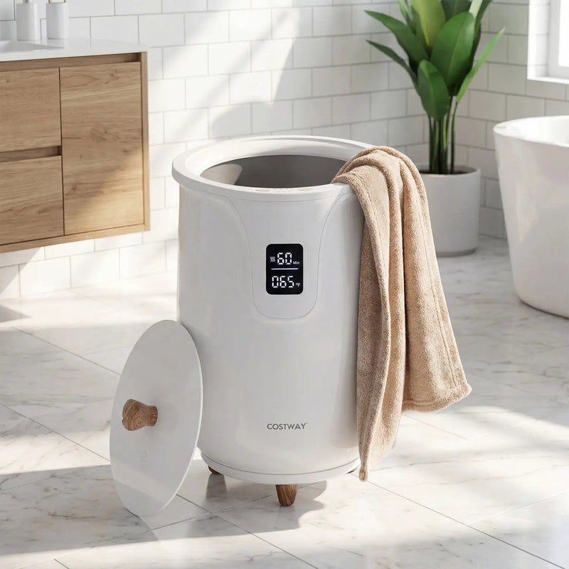 20 L Large Blanket and Towel Warmer with 3 Heat Levels for Bathroom-White by DirectDeals