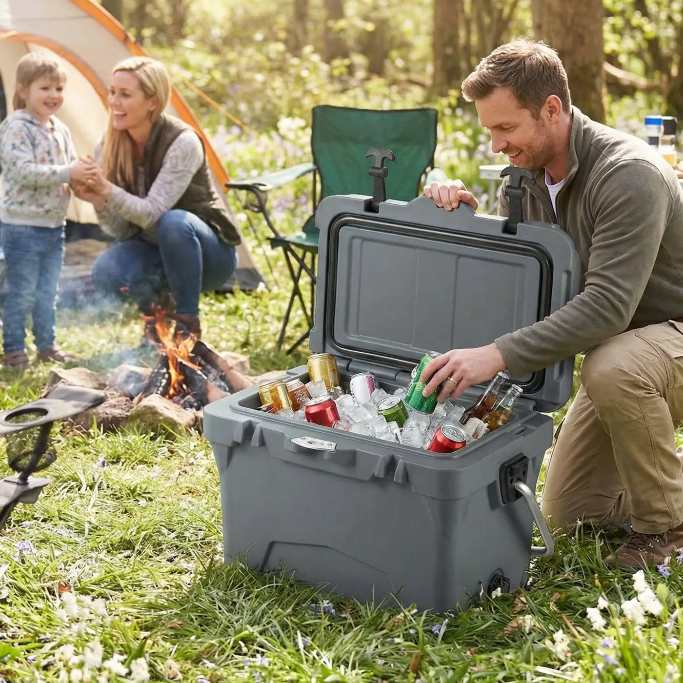 20 Quart Portable Hard Cooler with Built-in Ruler and Bottle by DirectDeals