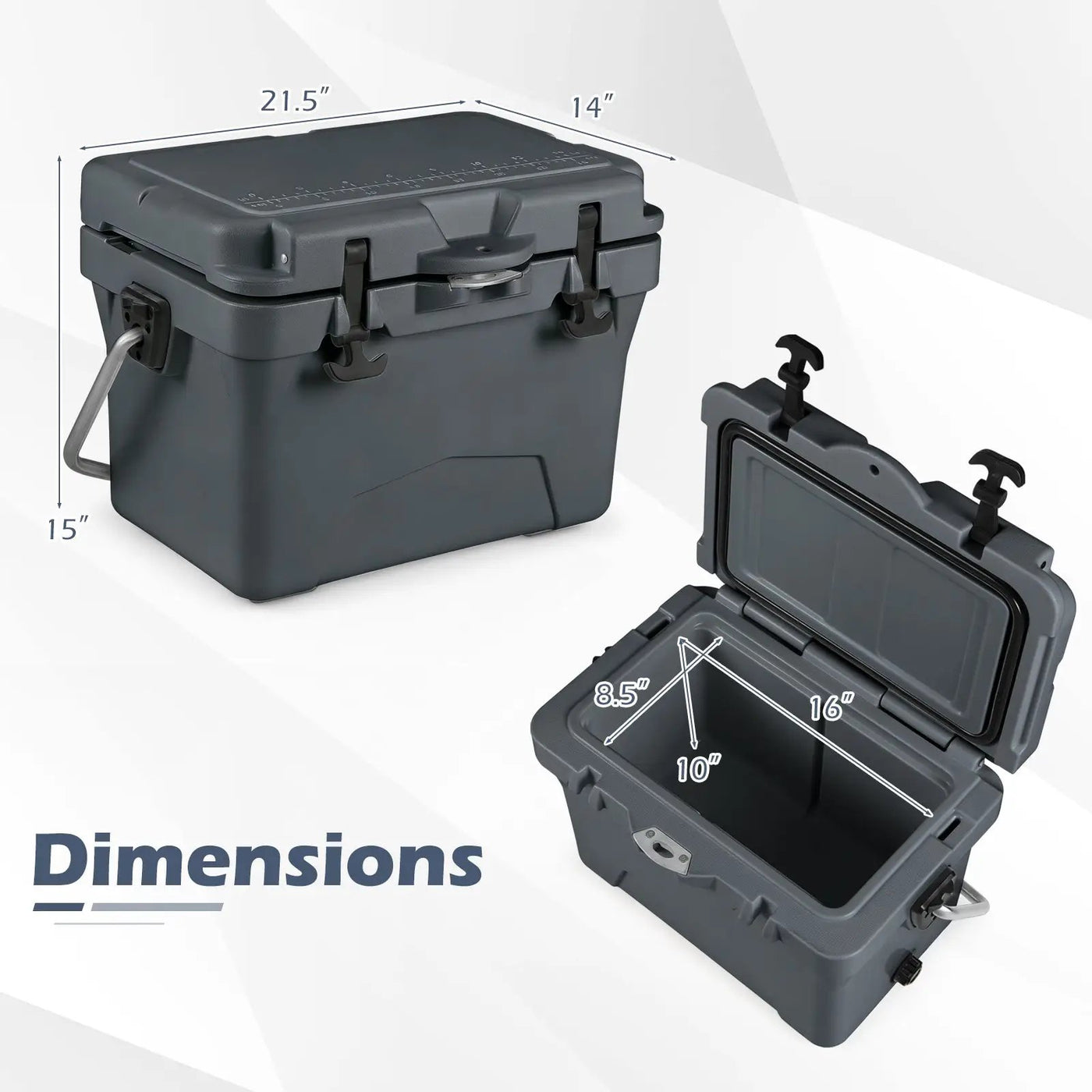 20 Quart Portable Hard Cooler with Built-in Ruler and Bottle by DirectDeals