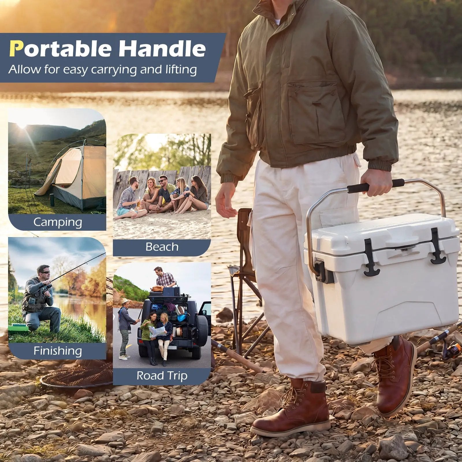 20 Quart Portable Hard Cooler with Built-in Ruler and Bottle by DirectDeals