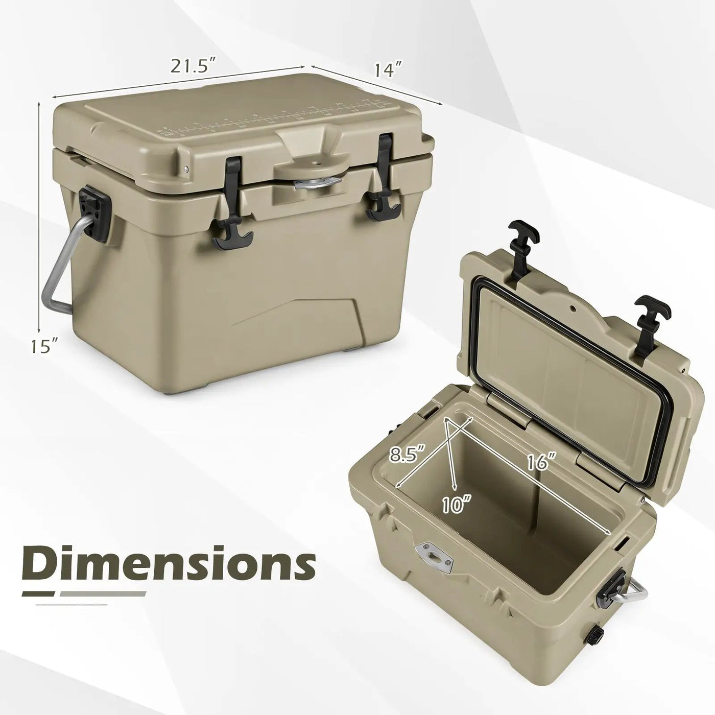 20 Quart Portable Hard Cooler with Built-in Ruler and Bottle by DirectDeals