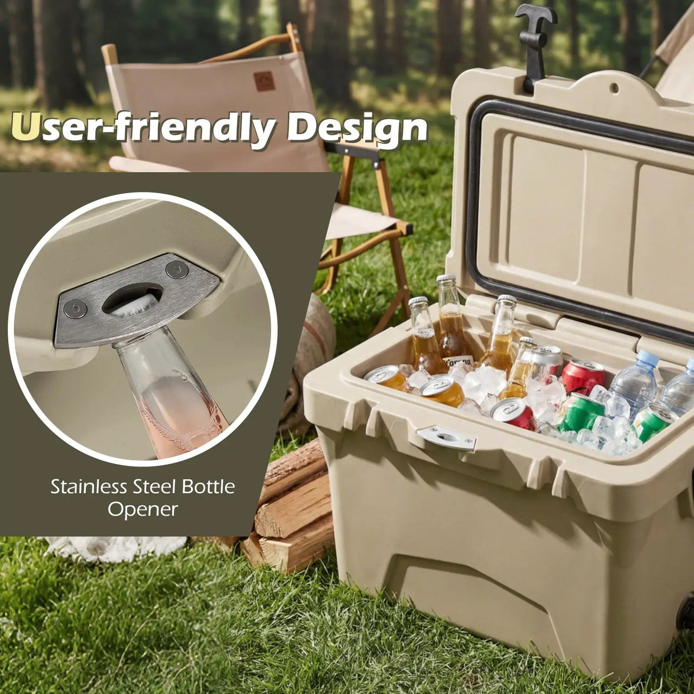 20 Quart Portable Hard Cooler with Built-in Ruler and Bottle by DirectDeals