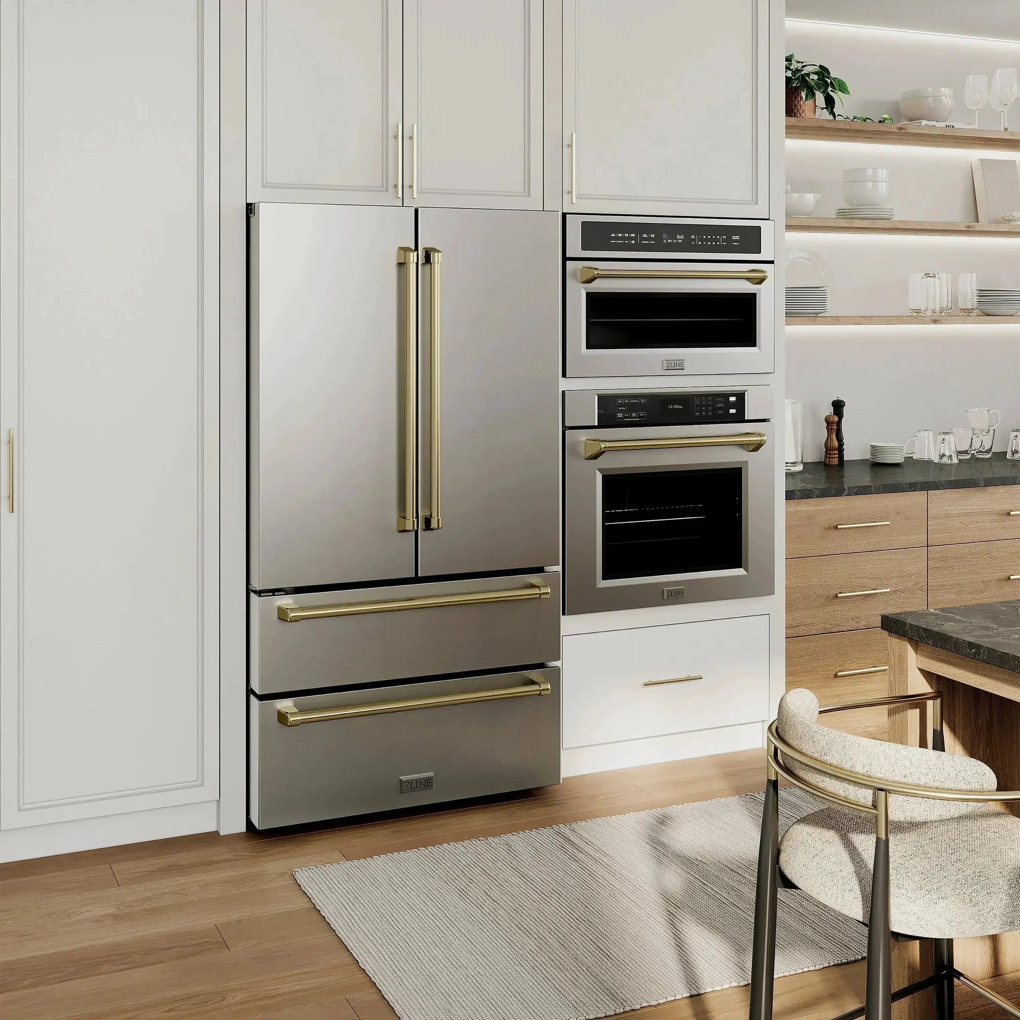 ZLINE 30" Autograph Edition Professional True Convection Single Wall Oven, Air Fry, Self Clean, Stainless Steel, Champagne Bronze WASZ-30-CB by Farmhouse Kitchen and Bath