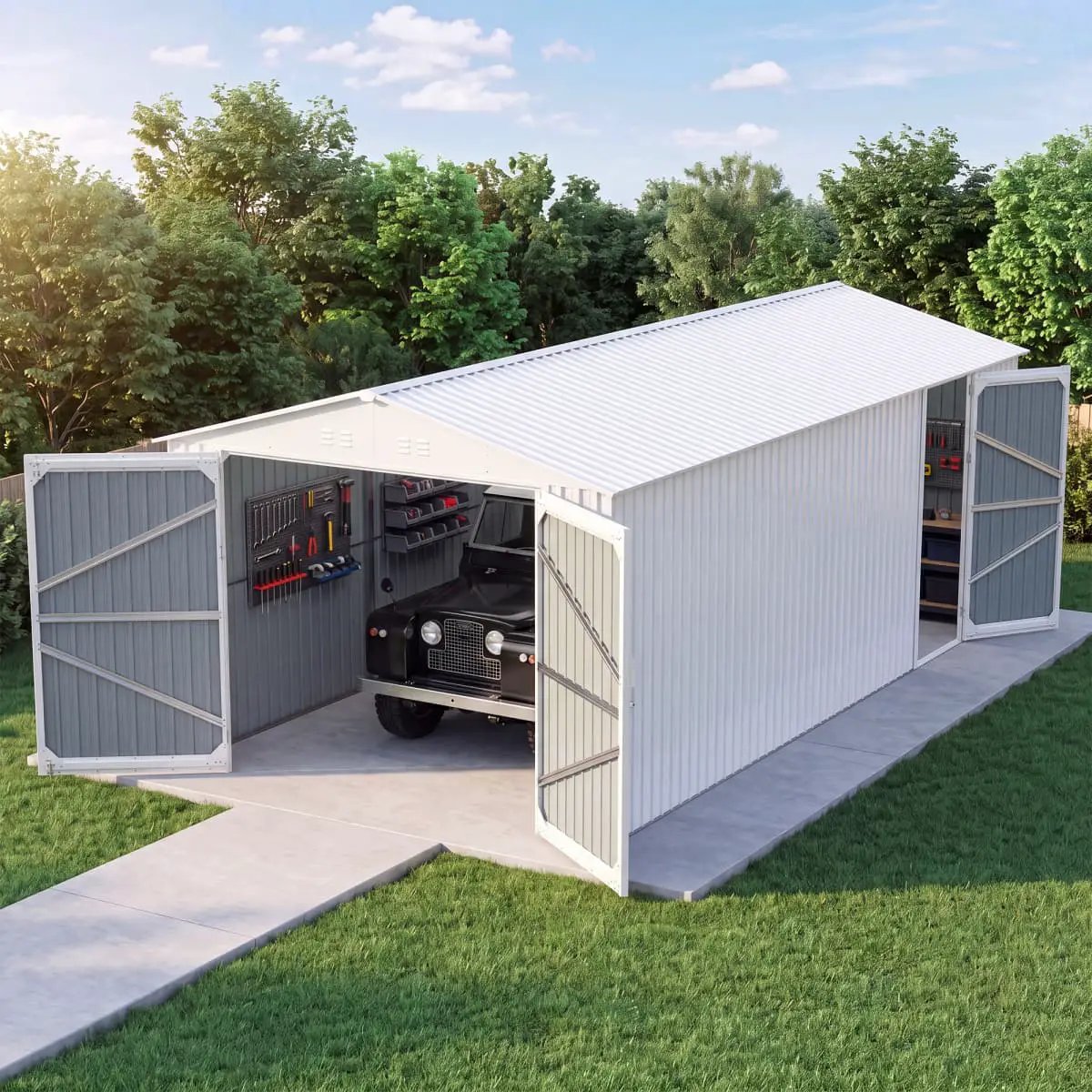 10'x20' Plus Upgraded Metal Shed with Double Front Doors & Side Entry Door by Chery Industrial