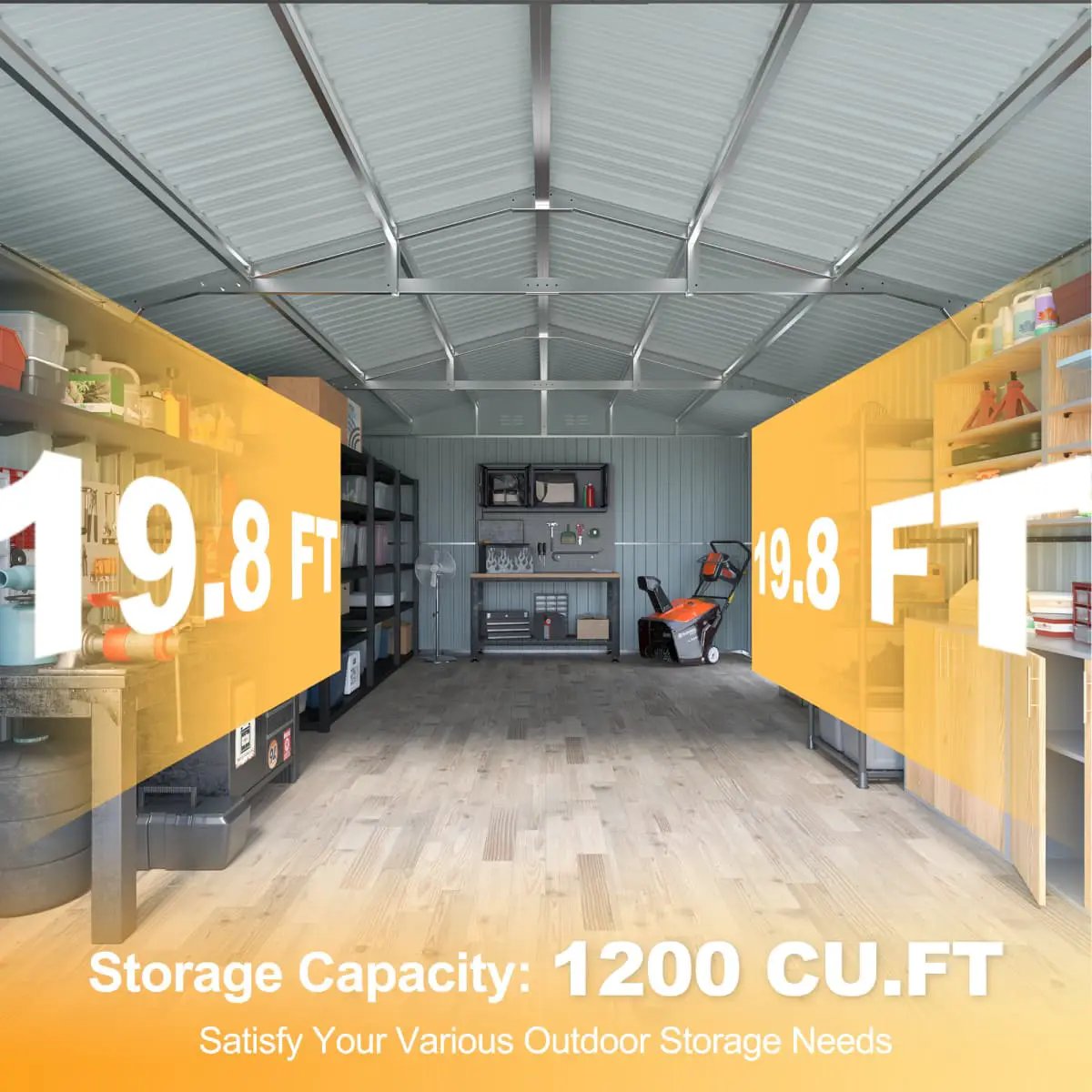 10'x20' Plus Upgraded Metal Shed with Double Front Doors & Side Entry Door by Chery Industrial