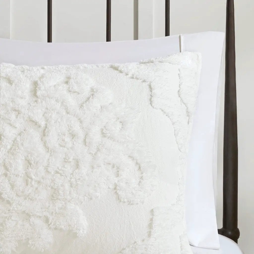 King/Cal King 3 Piece Tufted Cotton Chenille Damask Duvet Cover Set by HouseOfZazla