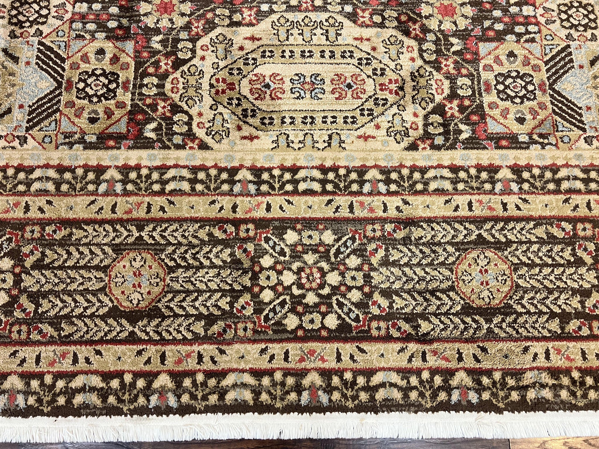 Room Sized Oriental Rug 10x11, Power Loomed Carpet, Tan Brown, Unique Loom by Jewel Rugs
