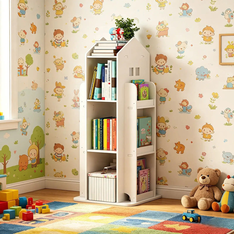 4-Tier Rotating Bookshelf for Bedroom and Living Room by HouseOfZazla
