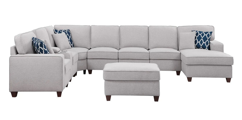 Eric - 9 Piece Upholstered Sectional With Ottoman by Unique Piece Furniture