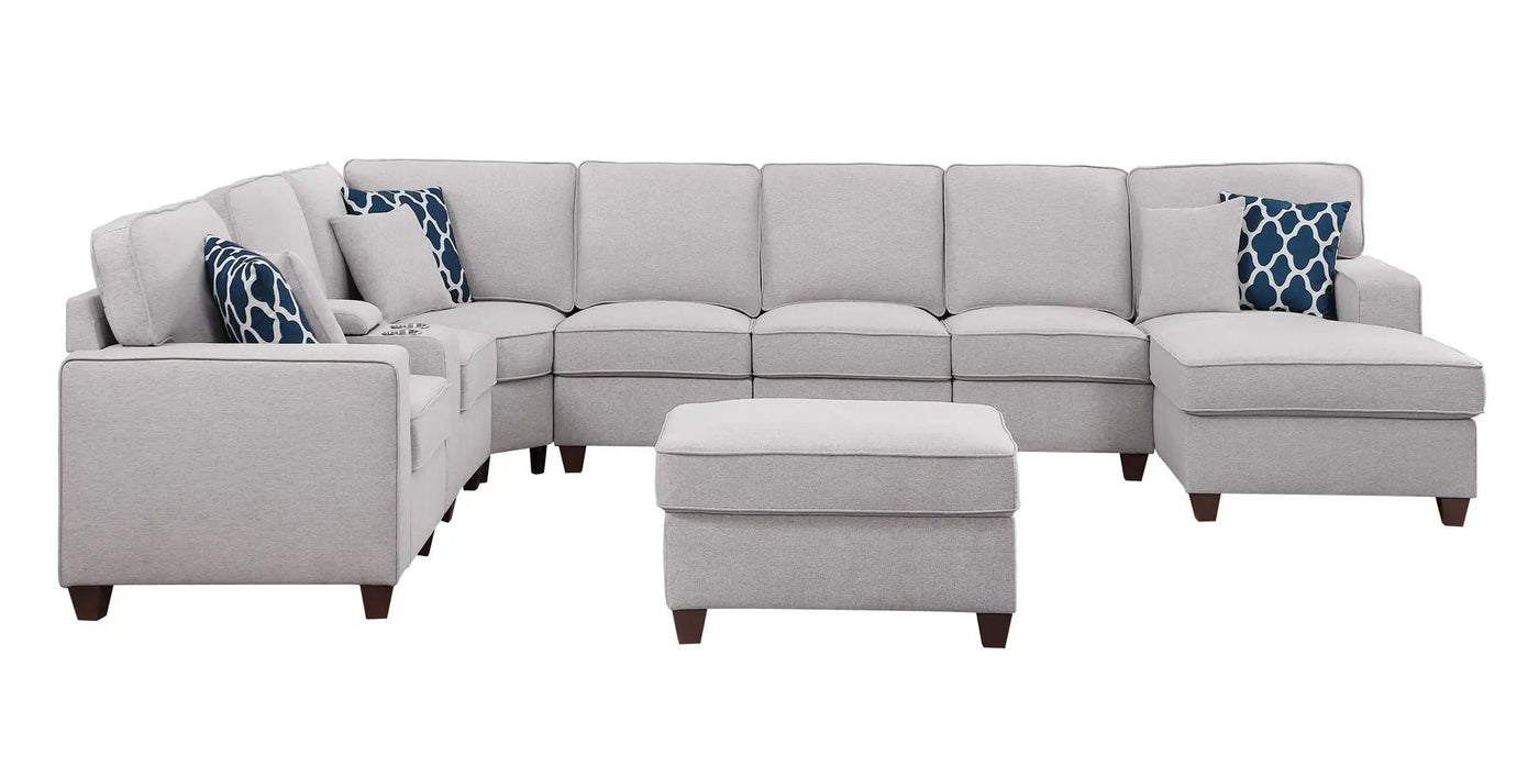 Eric - 9 Piece Upholstered Sectional With Ottoman by HouseOfZazla