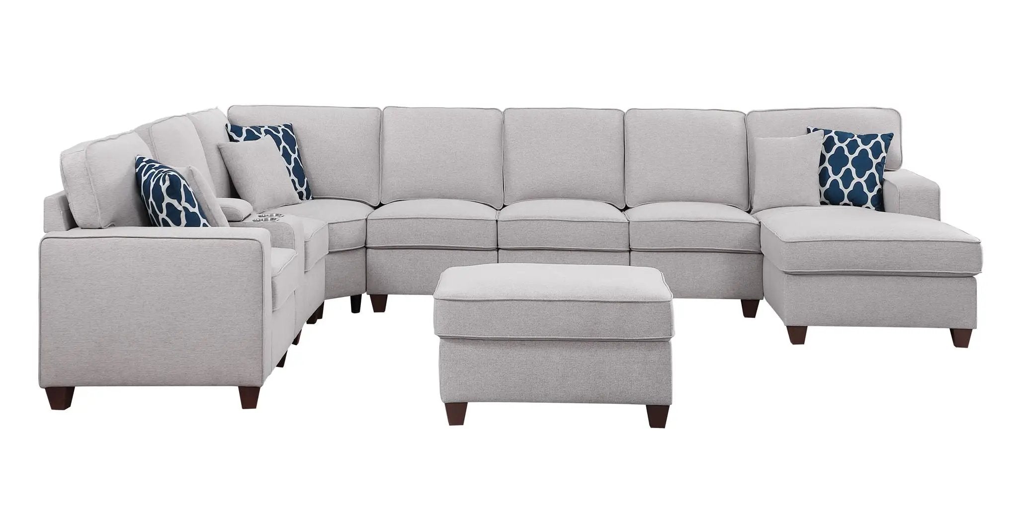 Eric - 9 Piece Upholstered Sectional With Ottoman by HouseOfZazla
