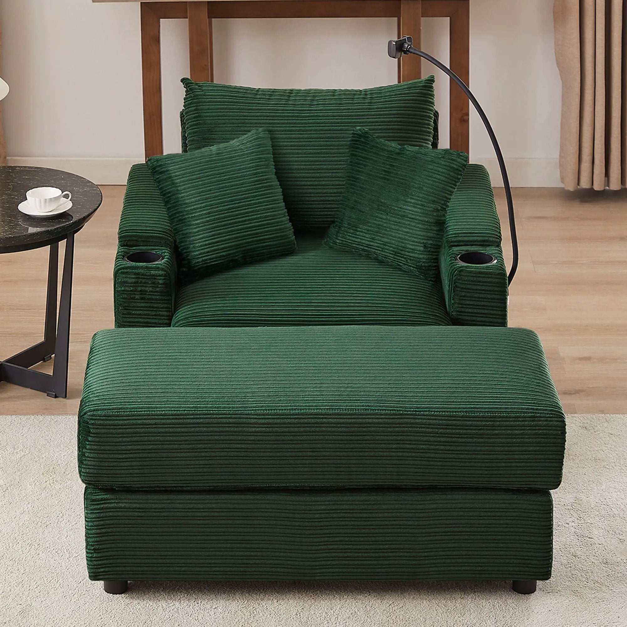 Modern Style Loveseat Sofa Sectional Sofa Couch With Storage Space, A Movable Ottoman, Two USB Ports, Two Cup Holders, A Phone Holder For Living Room by HouseOfZazla