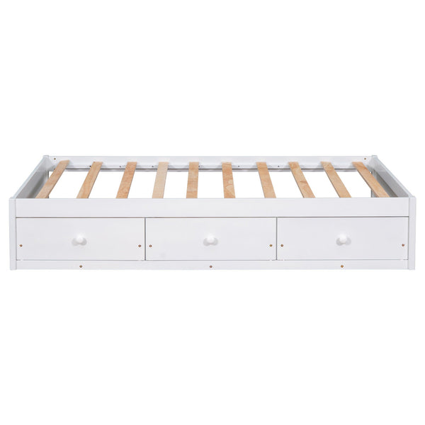 Twin Size Platform Storage Bed With 3 Drawers - White, photo 2 of 5