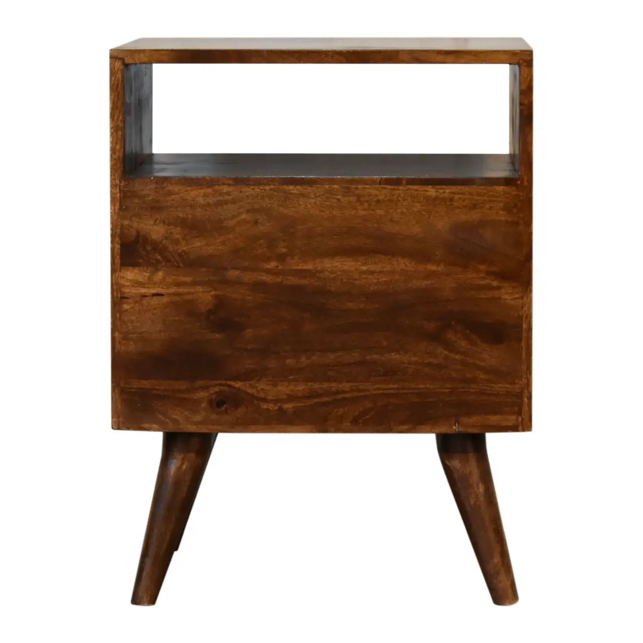 Classic Chestnut Nightstand, 2-Drawers, 1 Open-Slot, Nordic Legs by HouseOfZazla