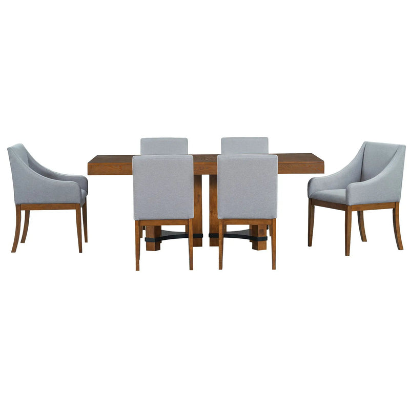 Topmax - 7 Piece Rustic Extendable Dining Table Set With Removable Leaf, 2 Arm Chairs And 4 Armless Chairs by Unique Piece Furniture