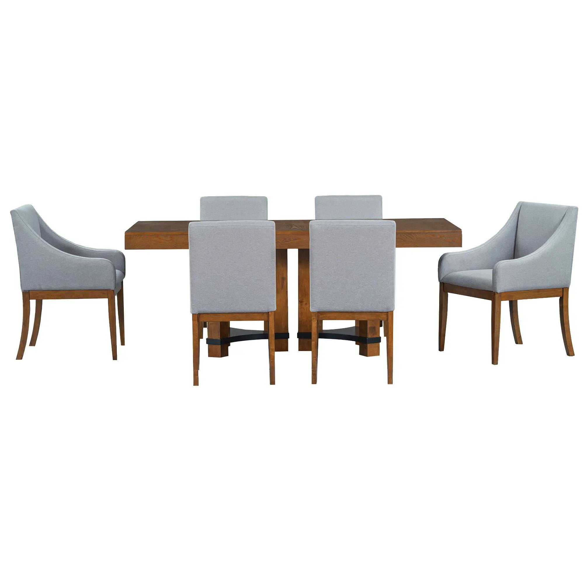 Topmax - 7 Piece Rustic Extendable Dining Table Set With Removable Leaf, 2 Arm Chairs And 4 Armless Chairs by HouseOfZazla