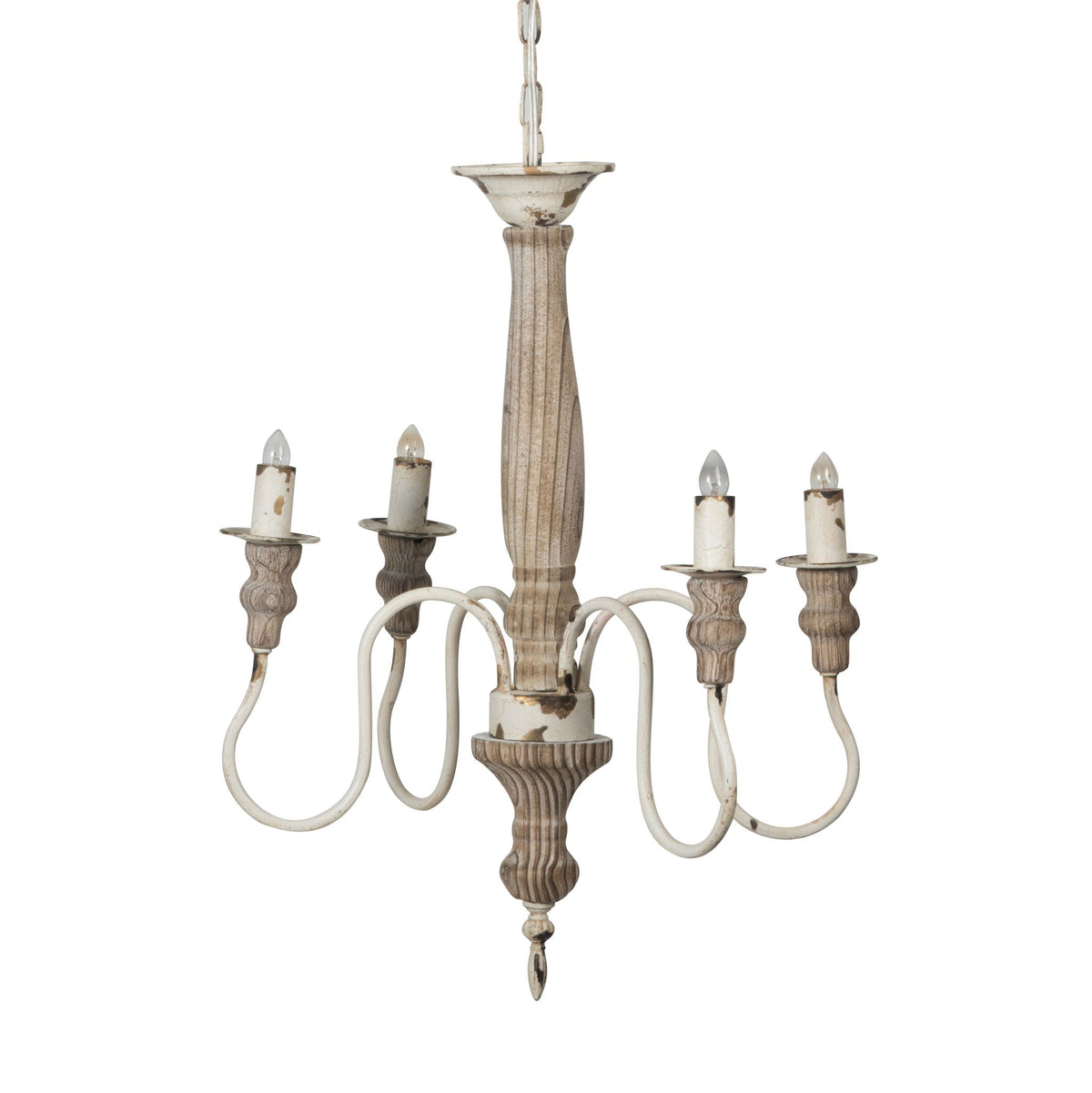 Cream White 4 Light Chandelier with Adjustable Chain - Bulb Not Included, photo 2 of 4