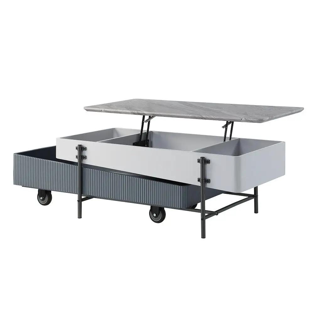 Wilkins - Coffee Table With Lift Top - Gray & White High Gloss by Unique Piece Furniture