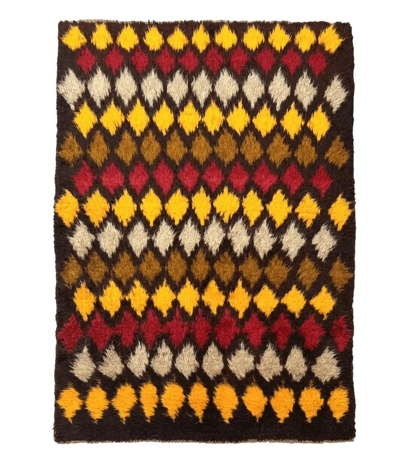 Shaggy Balouch Rug 3x4, Tribal Rug, Afghan Rug, Brown, Multicolor by Jewel Rugs
